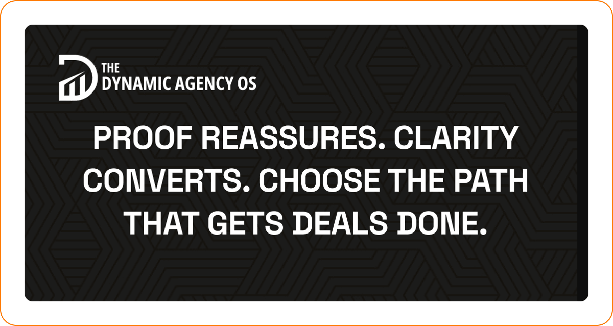 Proof reassures. Clarity converts. Choose the path that gets deals done.